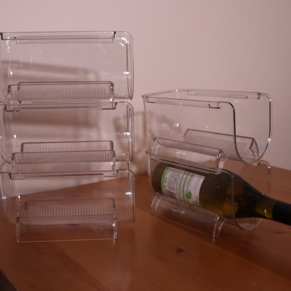 Set of 5 Clear Stackable Wine Bottle Holders